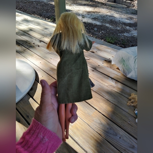 Vintage Fashion Doll Olive Green Corduroy Coat &  Dress Set OOAK Handmade - Picture 11 of 11